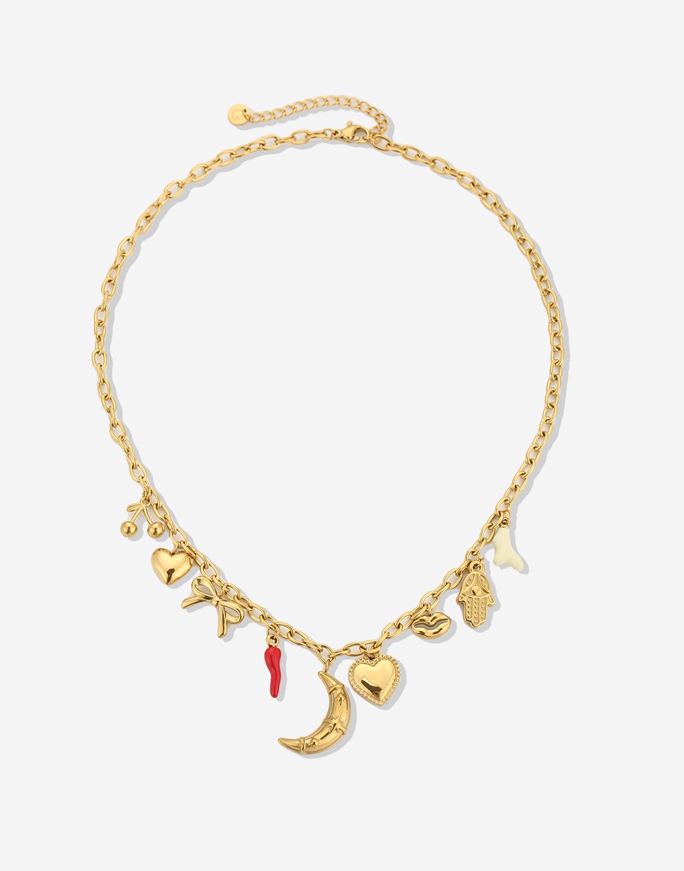 Schakelketting multi bedels goudkleurig
