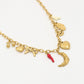 Schakelketting multi bedels goudkleurig
