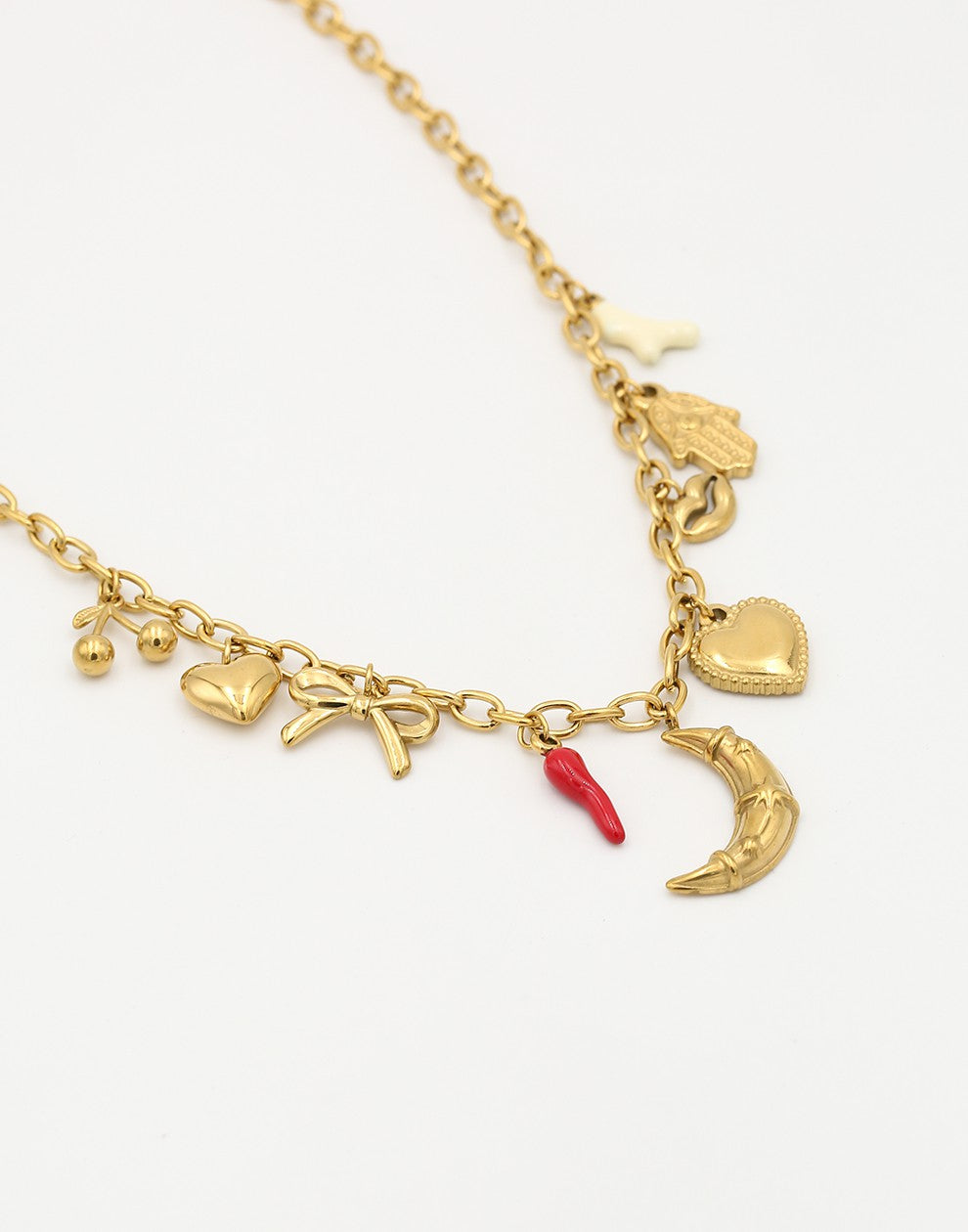 Schakelketting multi bedels goudkleurig
