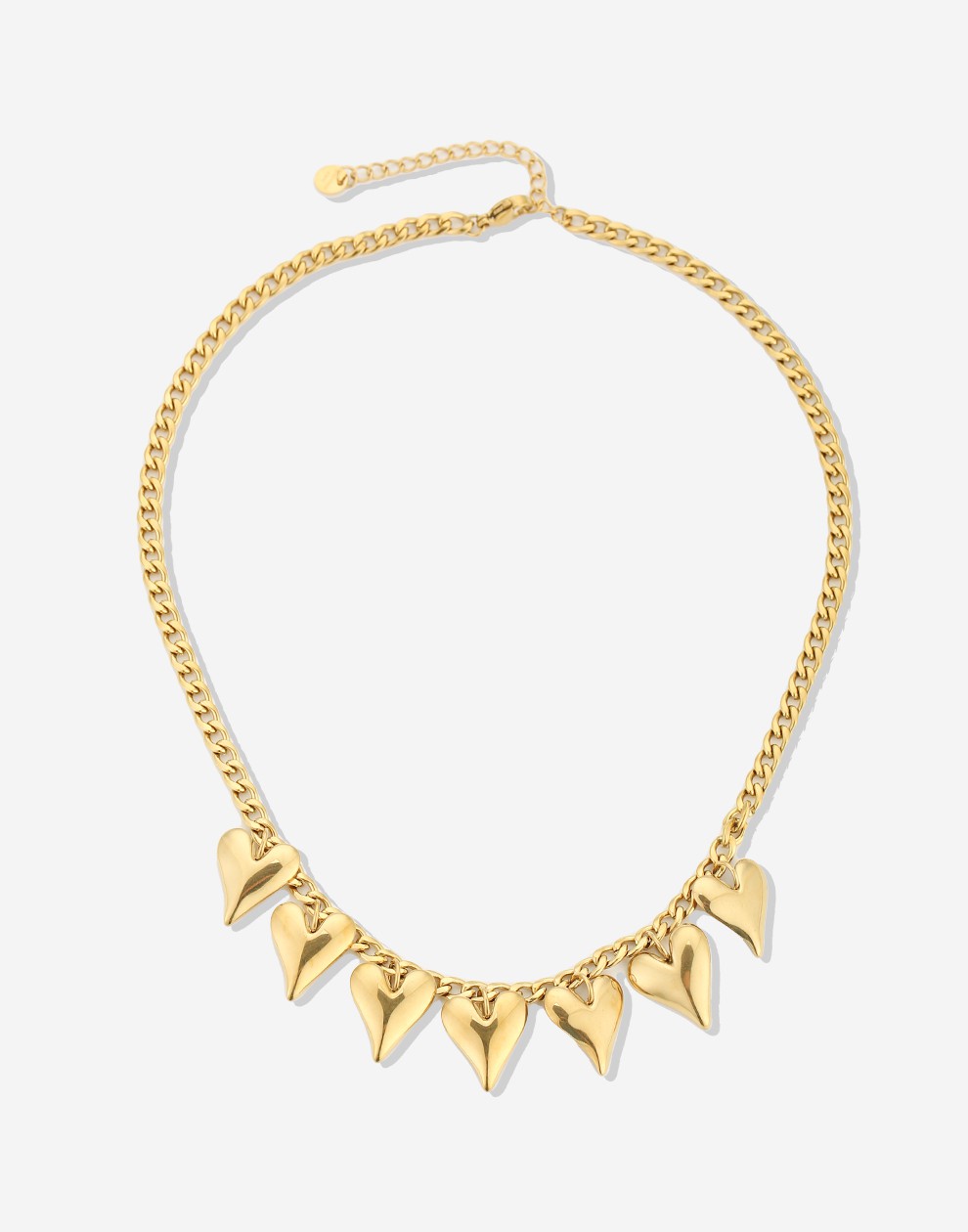 schakelketting 7 harten goudkleurig