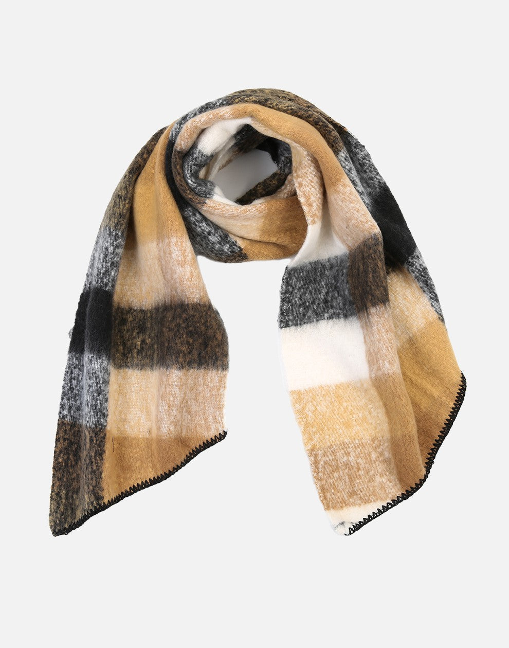 wintersjaal geblokt khaki