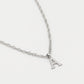 Initial ketting vintage A zilverkleurig