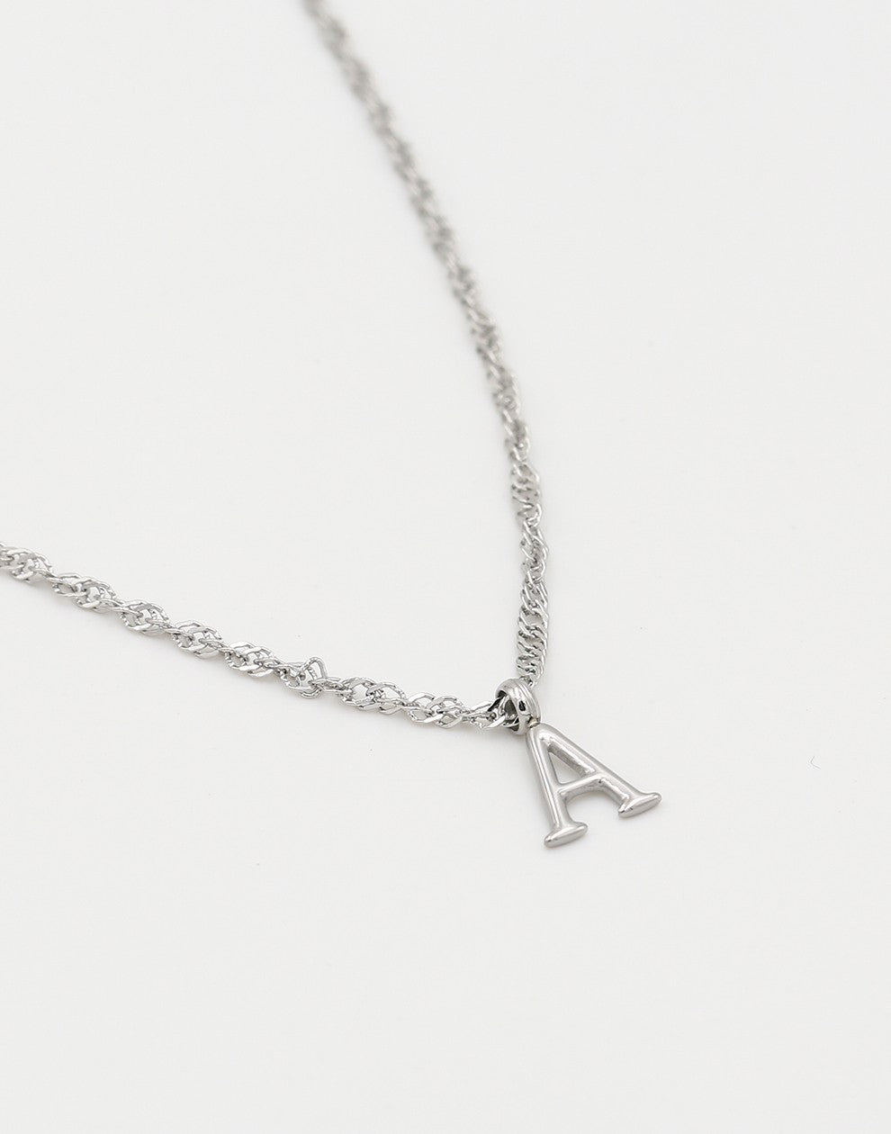 Initial ketting vintage A zilverkleurig