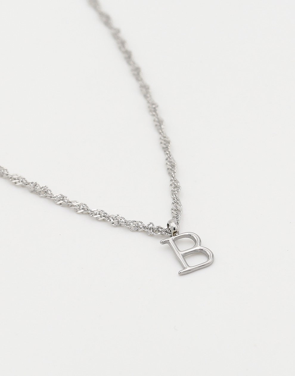 Initial ketting vintage B zilverkleurig