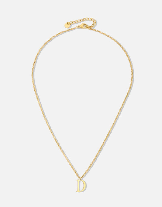 Initial ketting vintage D goudkleurig