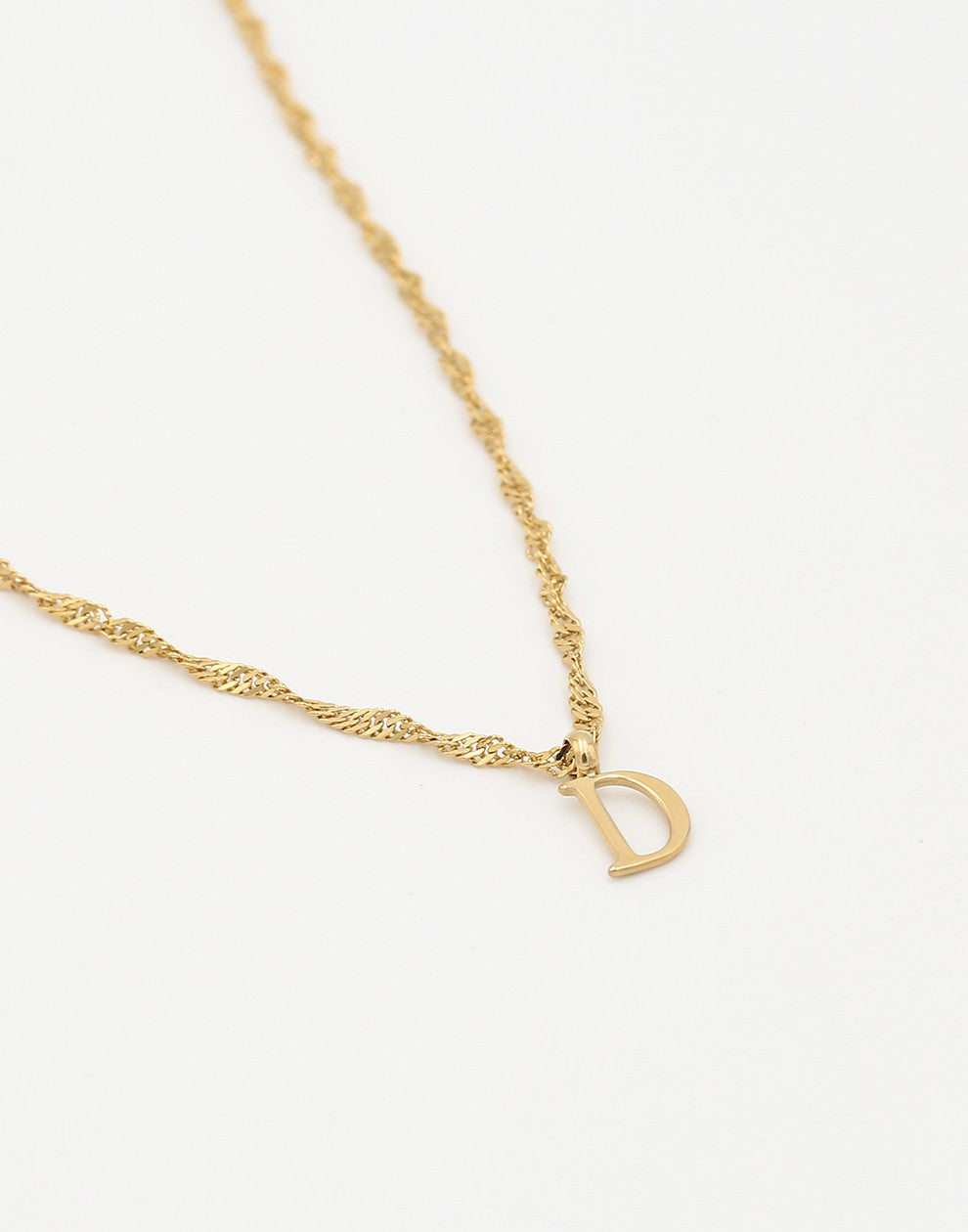 Initial ketting vintage D goudkleurig