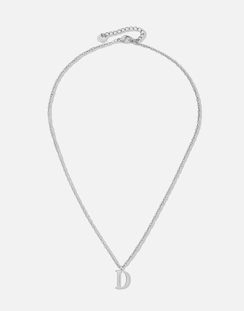 Initial ketting vintage D zilverkleurig