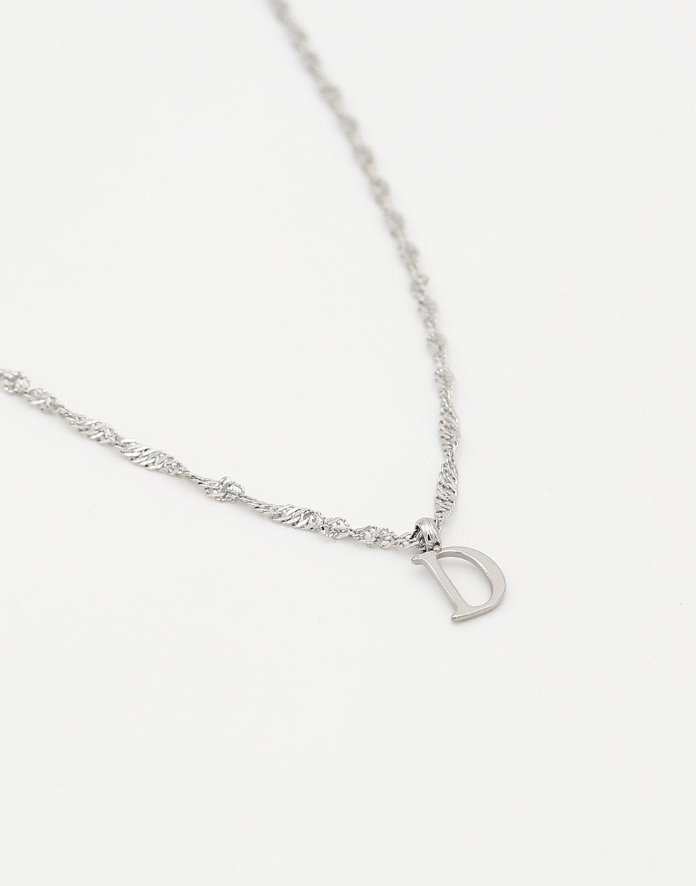 Initial ketting vintage D zilverkleurig