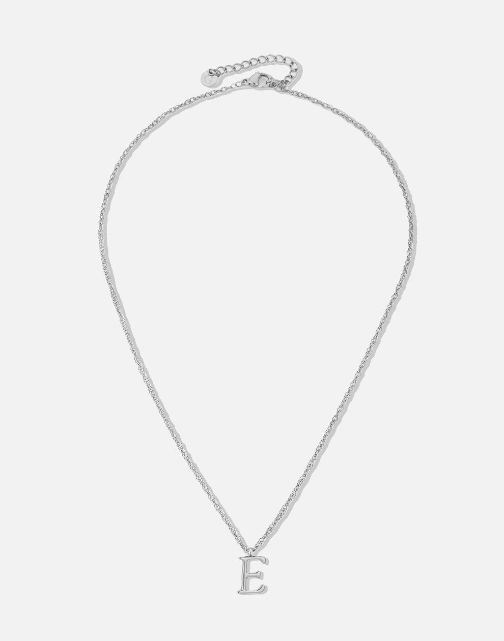 Initial ketting vintage E zilverkleurig