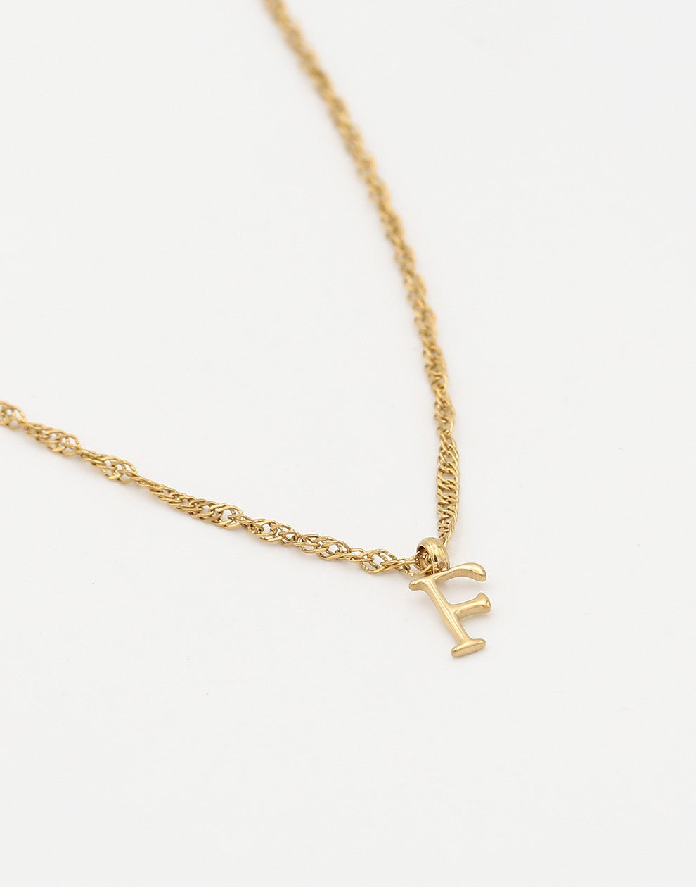 Initial ketting vintage F goudkleurig