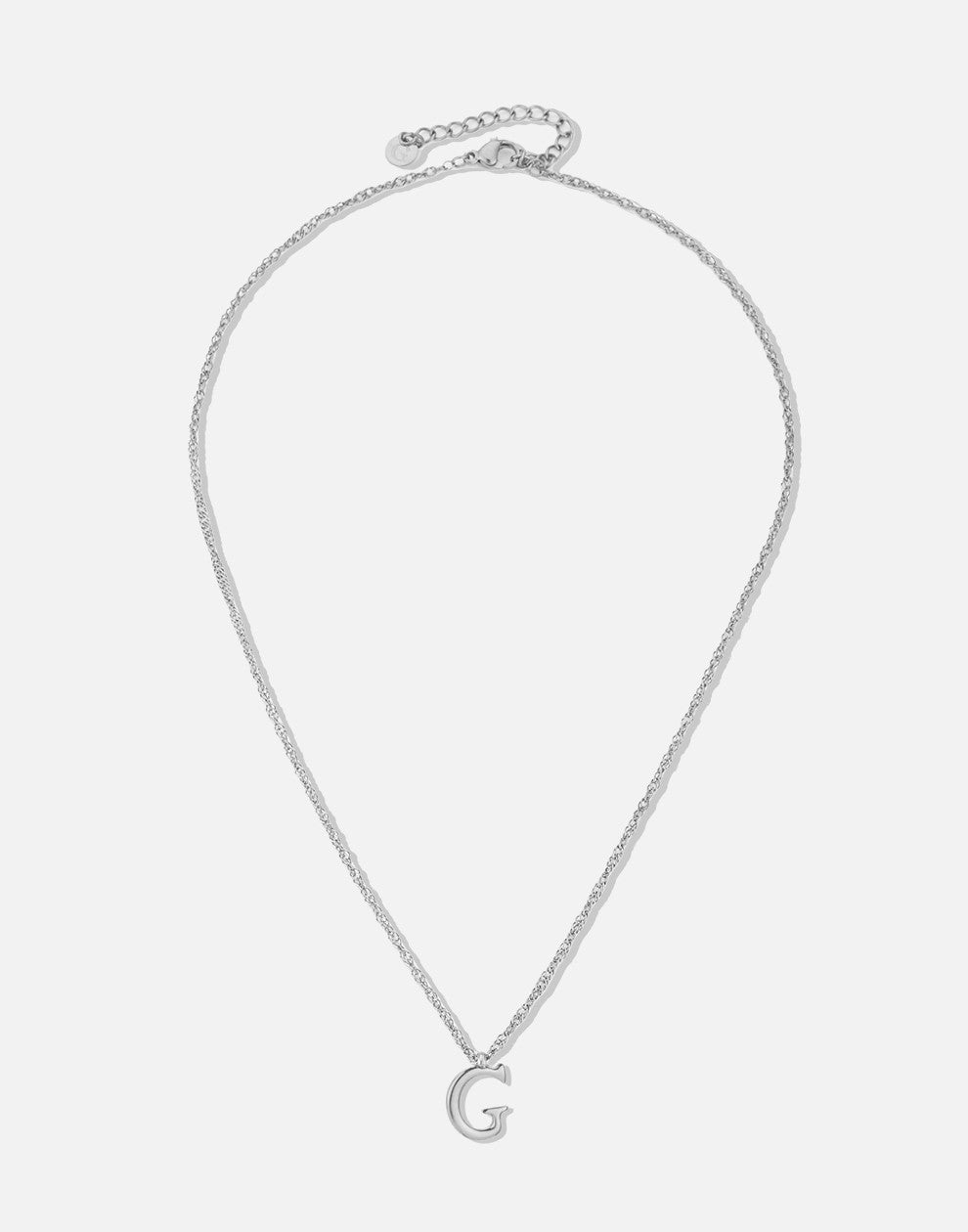 Initial ketting vintage G zilverkleurig