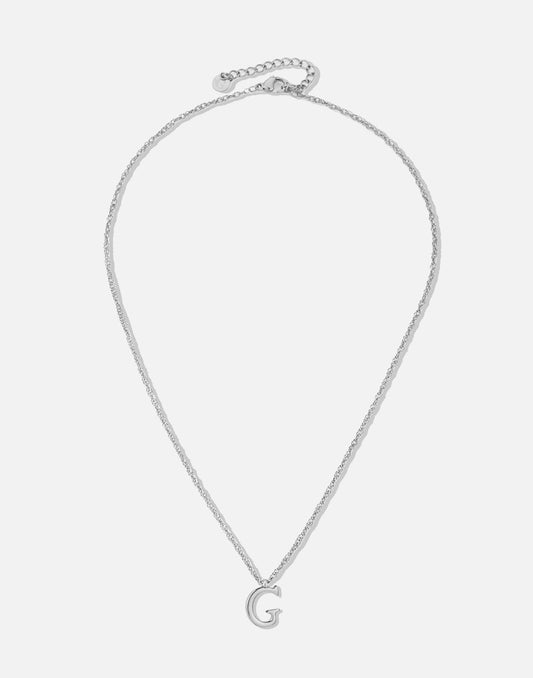 Initial ketting vintage G zilverkleurig