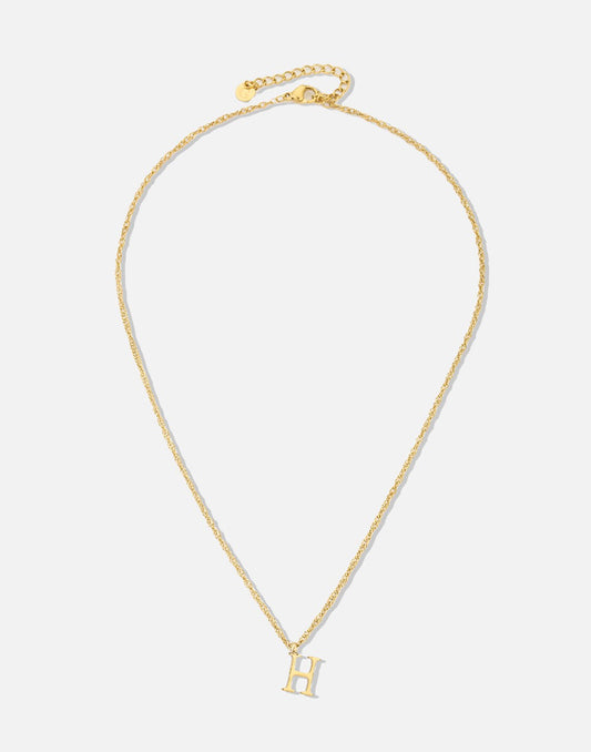 Initial ketting vintage H goudkleurig