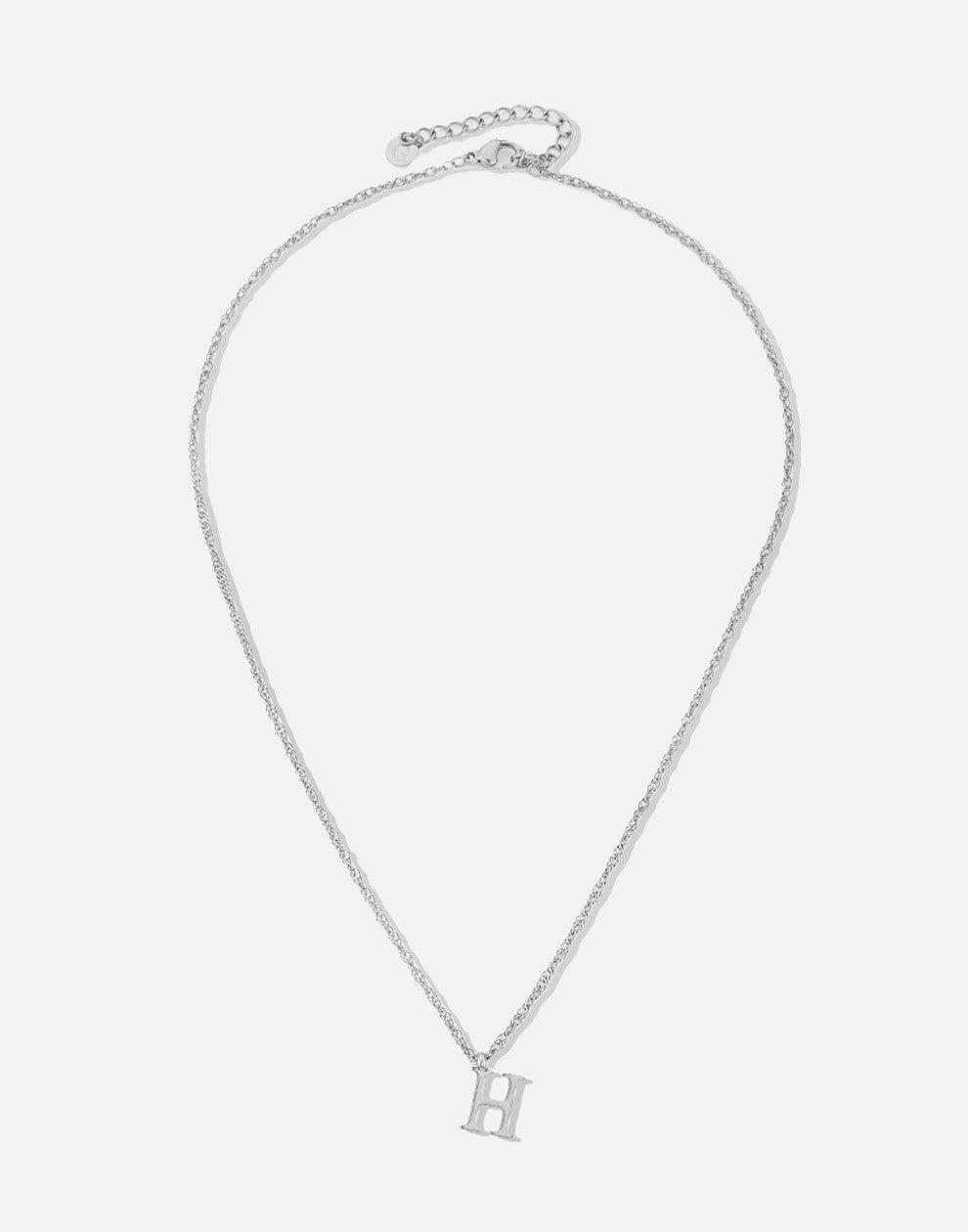 Initial ketting vintage H zilverkleurig