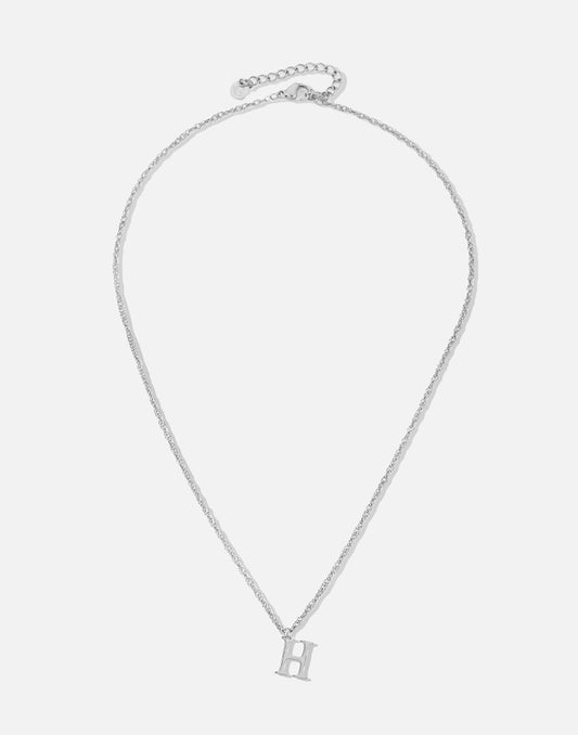 Initial ketting vintage H zilverkleurig