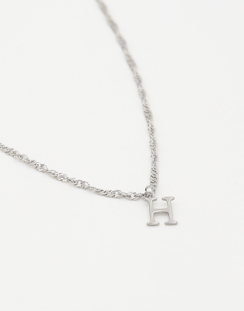 Initial ketting vintage H zilverkleurig
