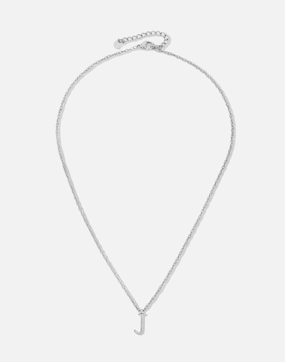 Initial ketting vintage J zilverkleurig