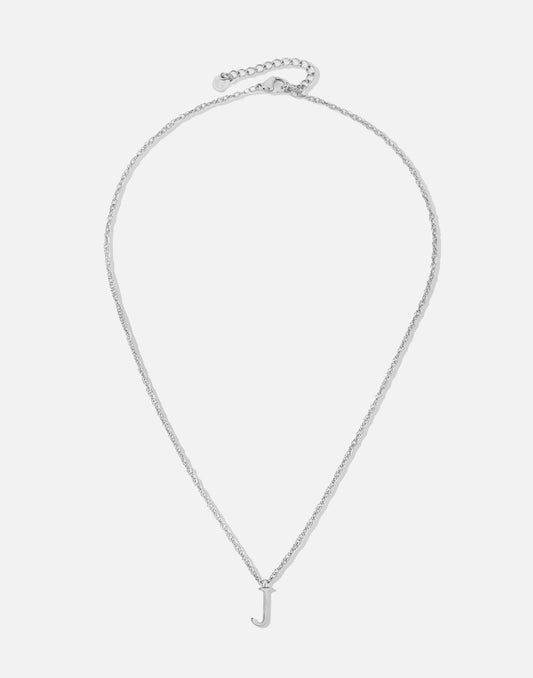 Initial ketting vintage J zilverkleurig