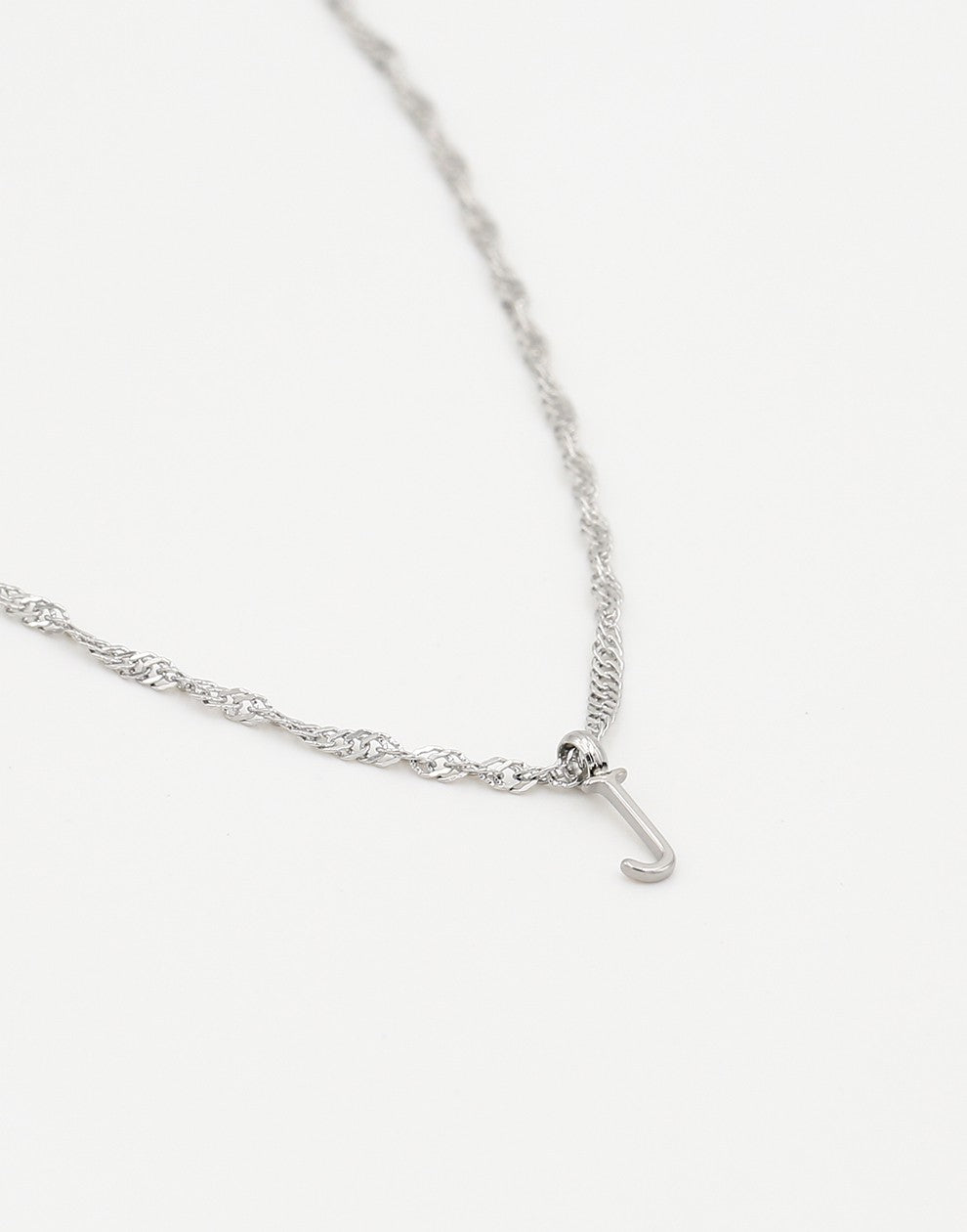 Initial ketting vintage J zilverkleurig