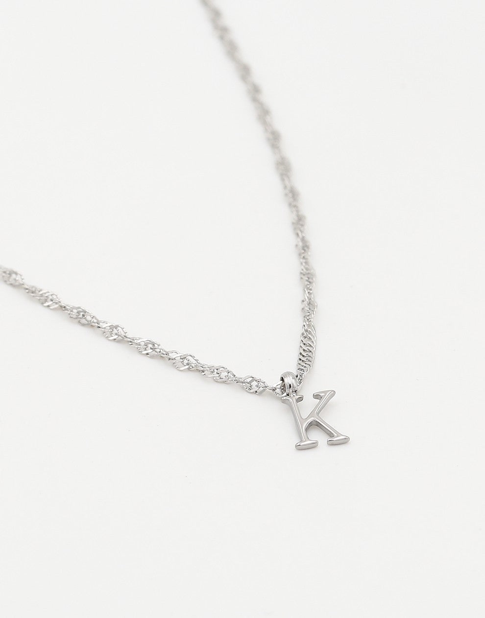 Initial ketting vintage K zilverkleurig