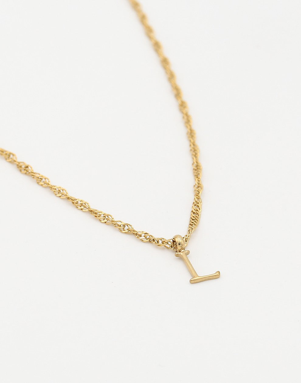 Initial ketting vintage L goudkleurig