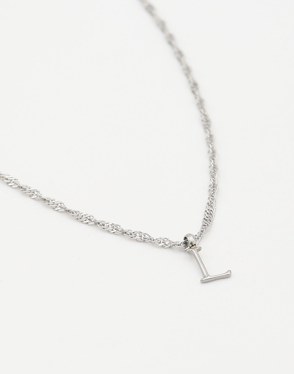 Initial ketting vintage L zilverkleurig