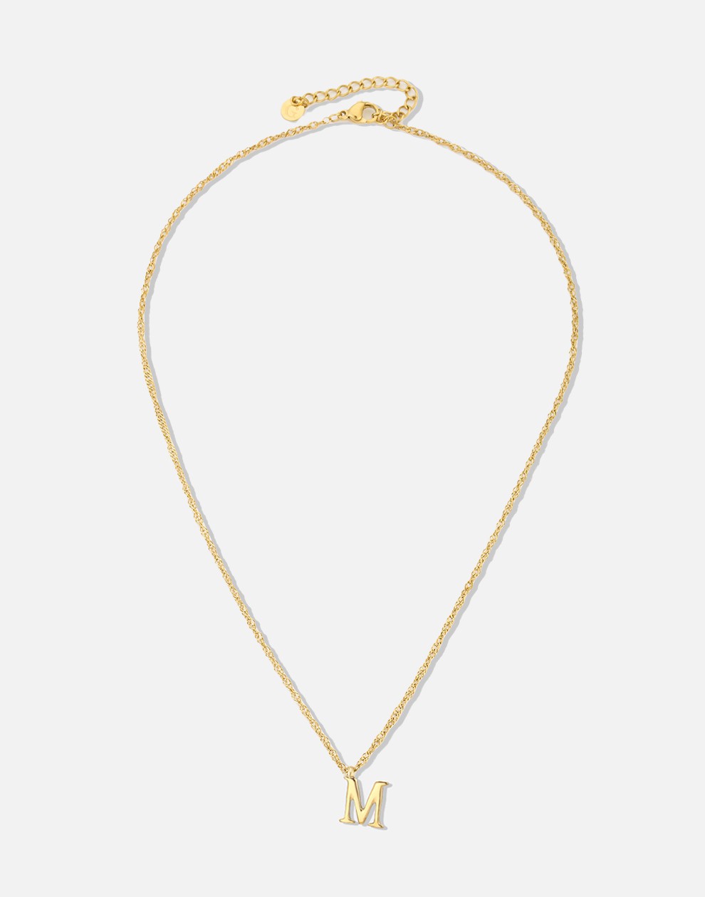 Initial ketting vintage M goudkleurig