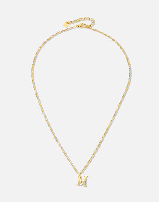 Initial ketting vintage M goudkleurig