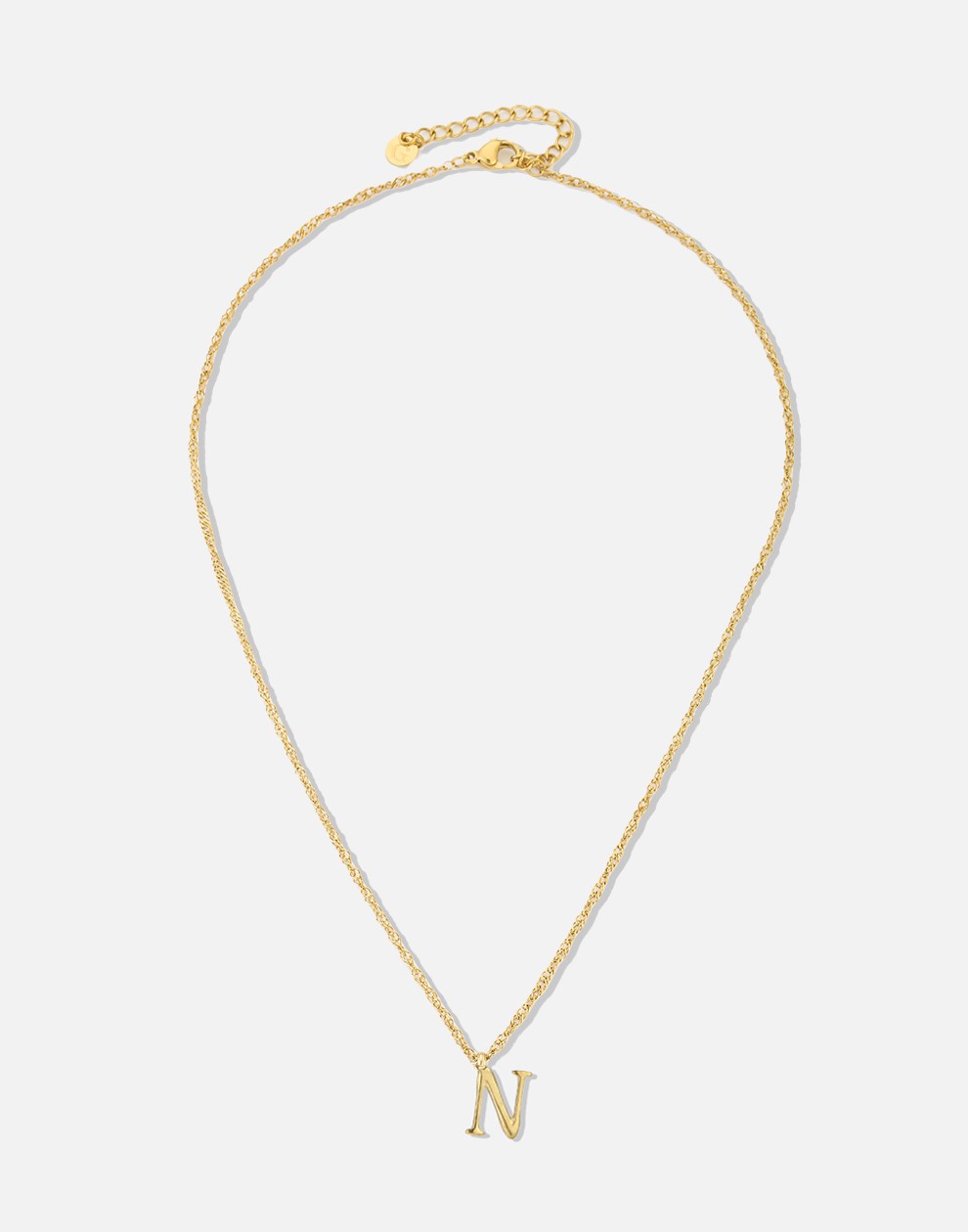 Initial ketting vintage N goudkleurig