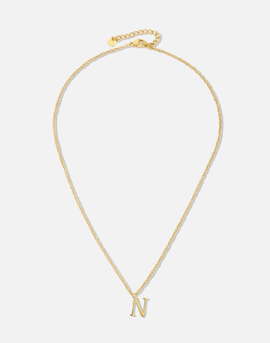 Initial ketting vintage N goudkleurig