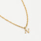 Initial ketting vintage N goudkleurig