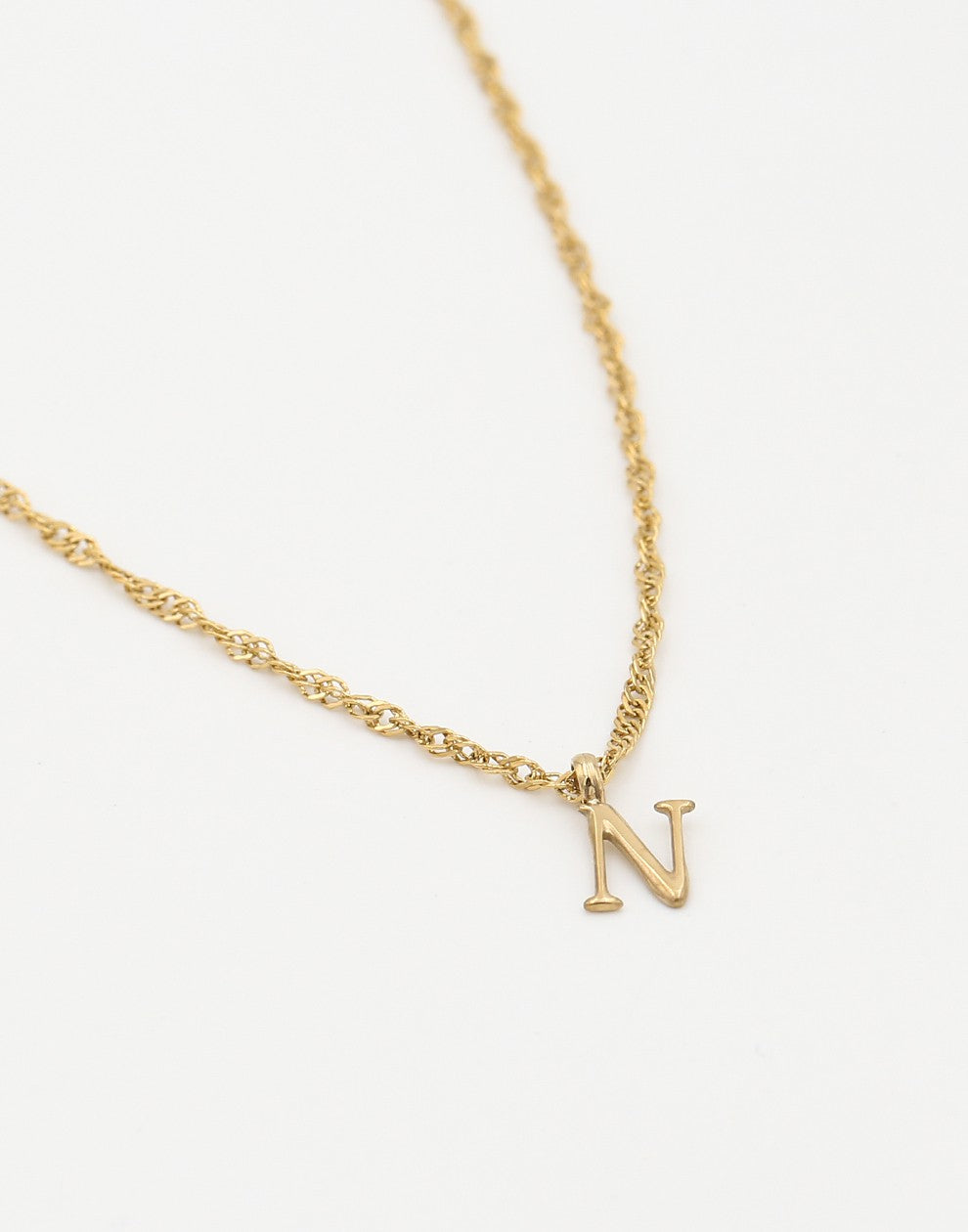 Initial ketting vintage N goudkleurig