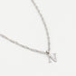 Initial ketting vintage N zilverkleurig
