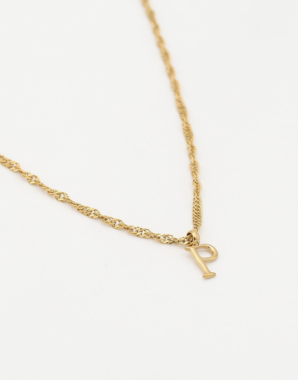 Initial ketting vintage P goudkleurig