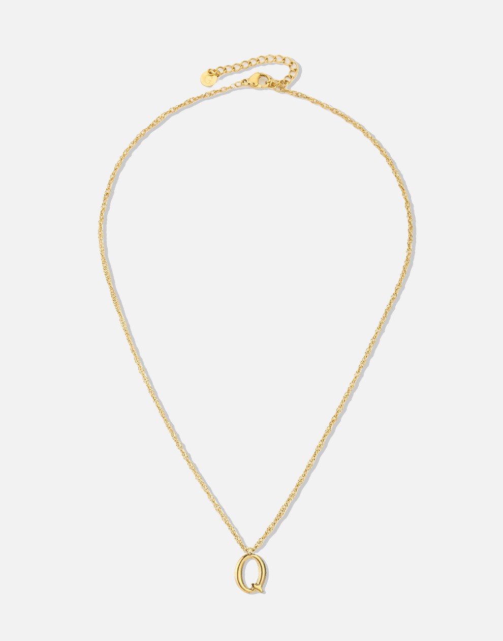 Initial ketting vintage Q goudkleurig