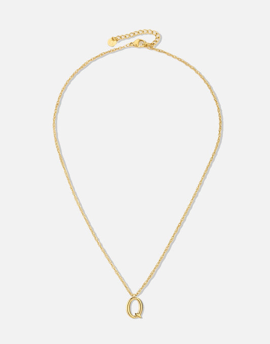 Initial ketting vintage Q goudkleurig