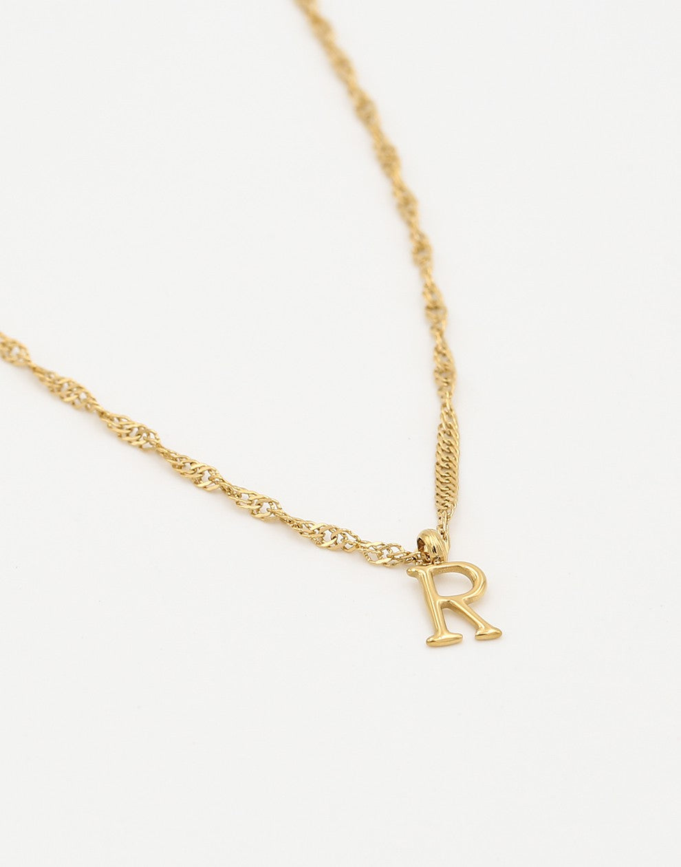 Initial ketting vintage R goudkleurig