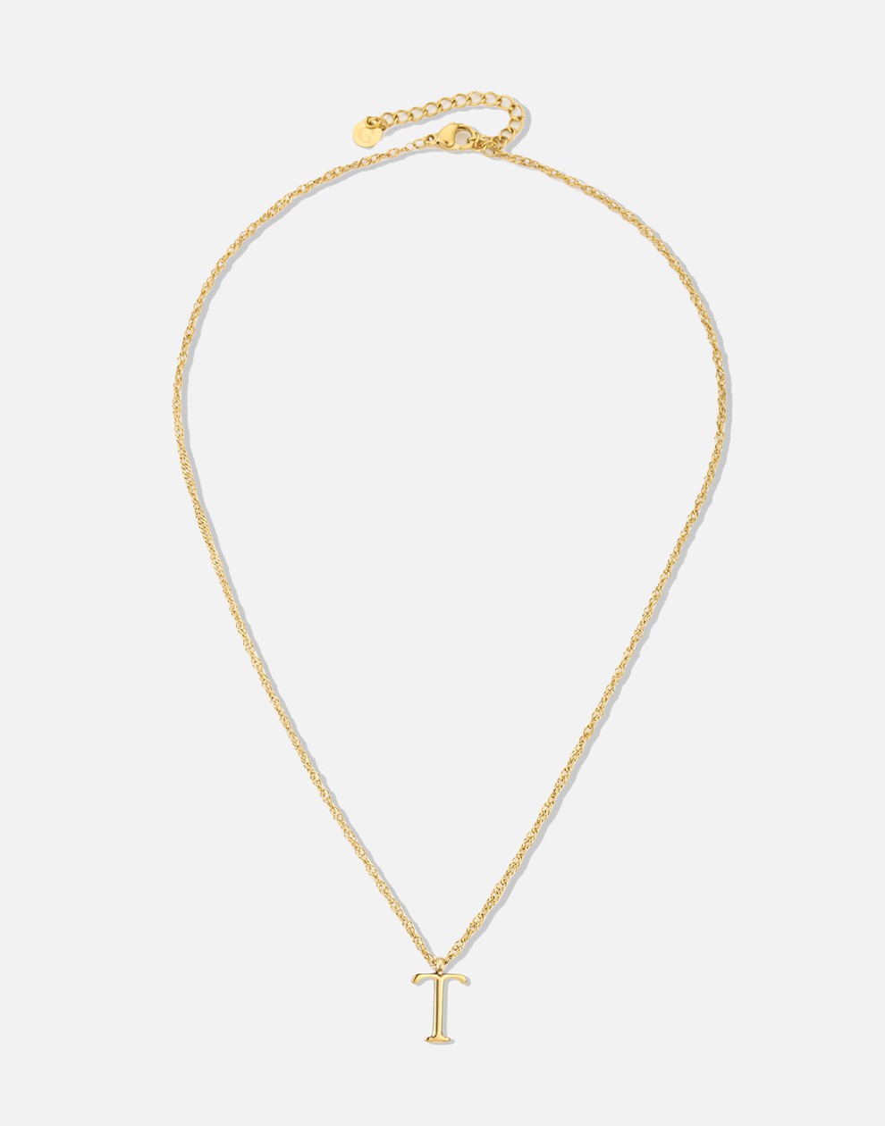 Initial ketting vintage T goudkleurig