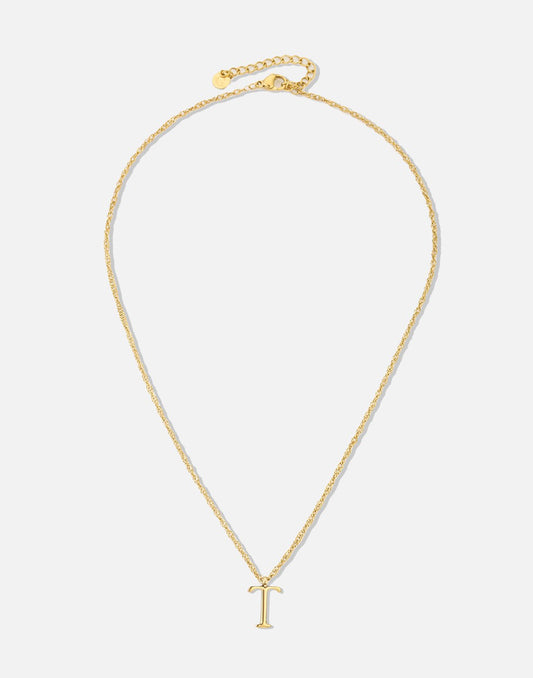 Initial ketting vintage T goudkleurig
