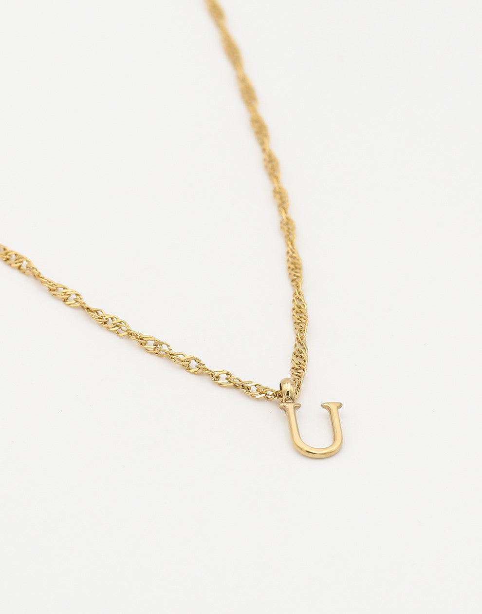Initial ketting vintage U goudkleurig