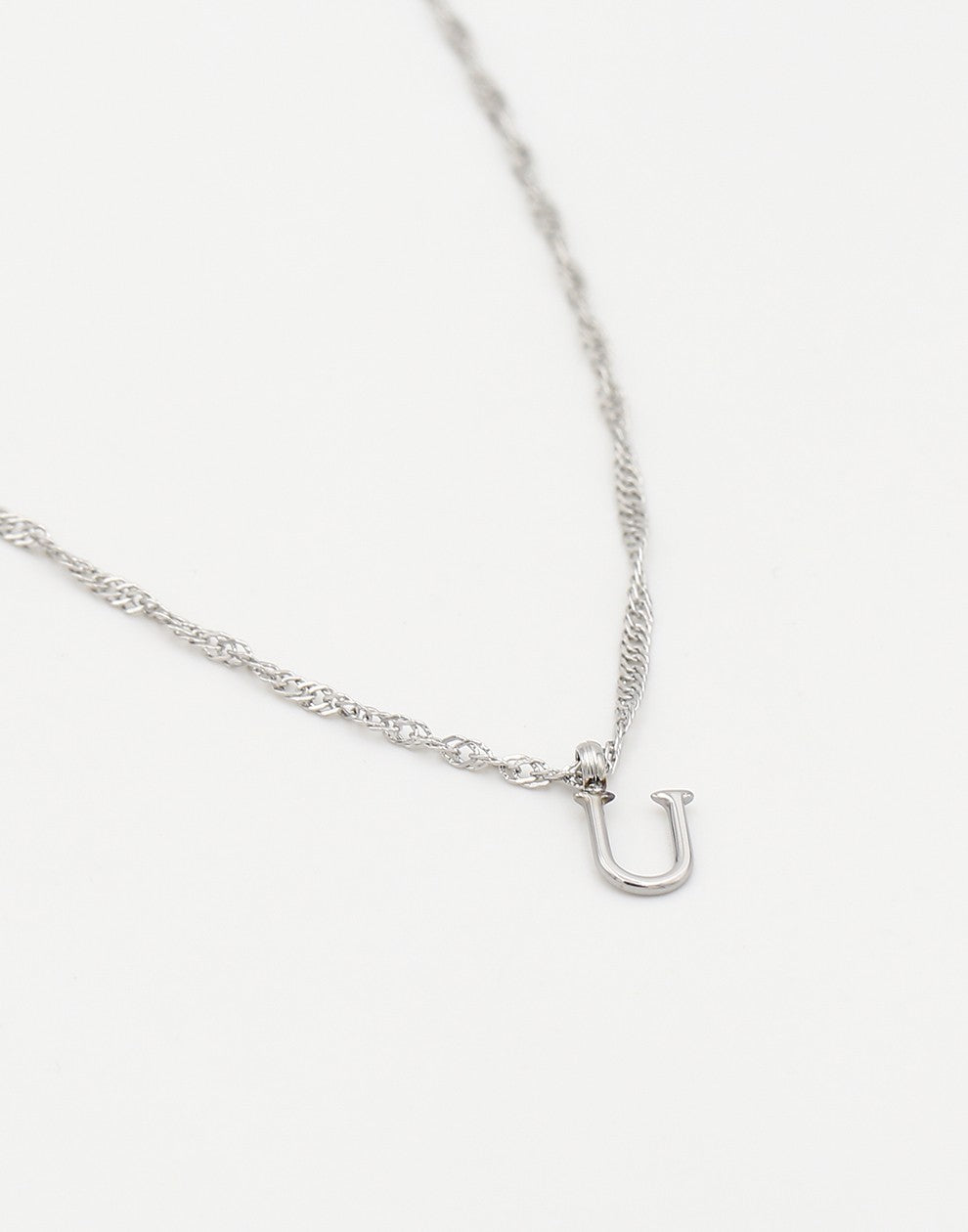 Initial ketting vintage U zilverkleurig