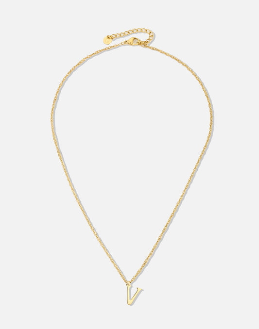 Initial ketting vintage V goudkleurig