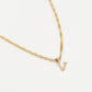 Initial ketting vintage V goudkleurig