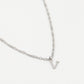 Initial ketting vintage V zilverkleurig