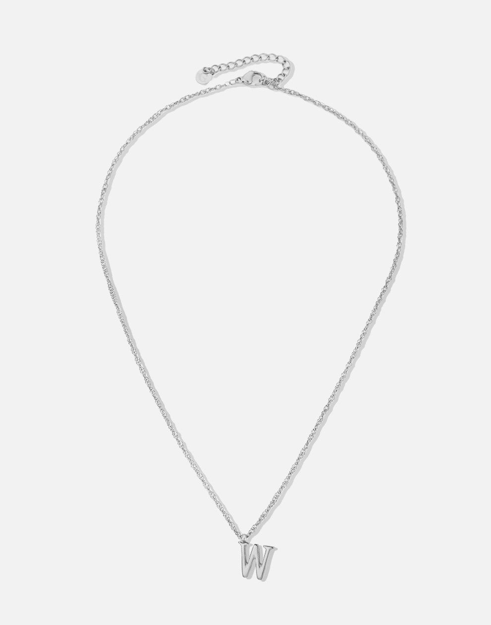 Initial ketting vintage W zilverkleurig