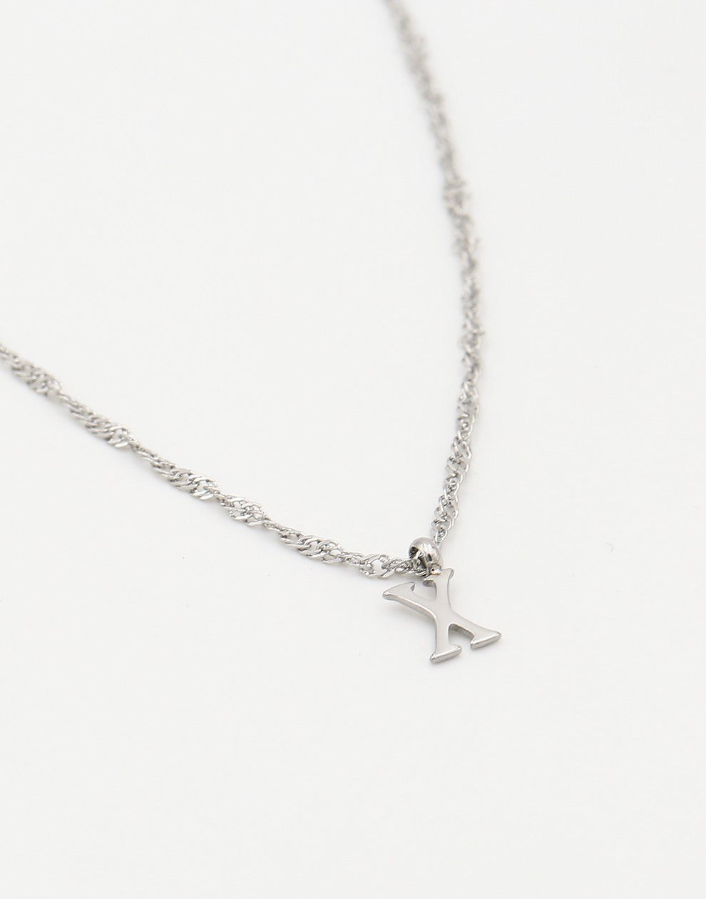 Initial ketting vintage X zilverkleurig