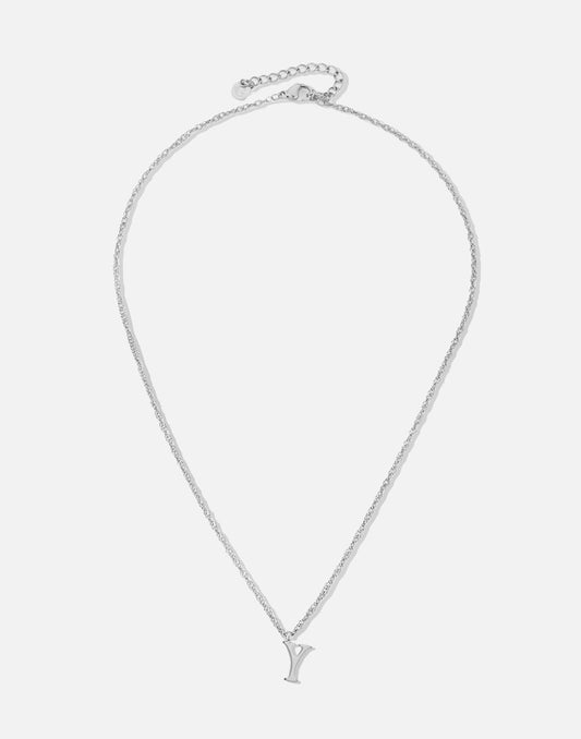 Initial ketting vintage Y zilverkleurig
