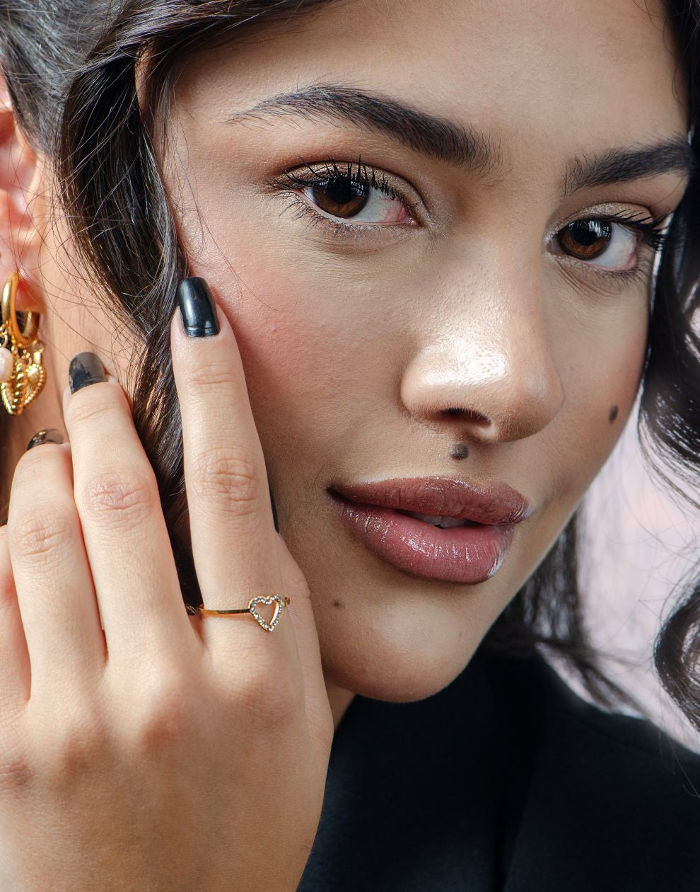 ring hartje strass goudkleurig