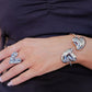 Ring met groot vintage hart zilverkleurig