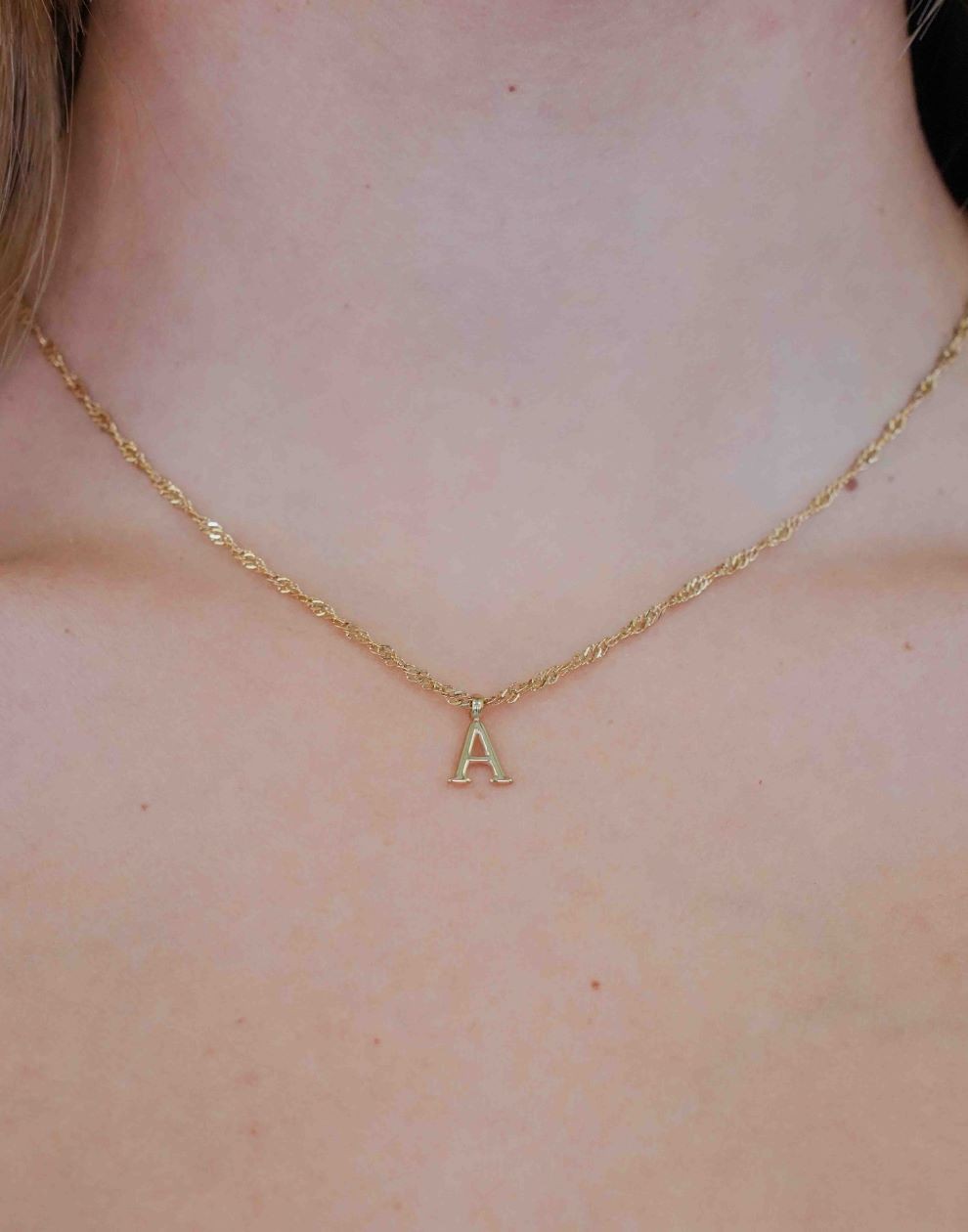 Initial ketting vintage A goudkleurig